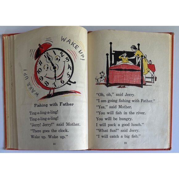 Jerry Goes Fishing 1942 School Book Florence Battle HC Illust Jack Merryweather - Picture 13 of 16